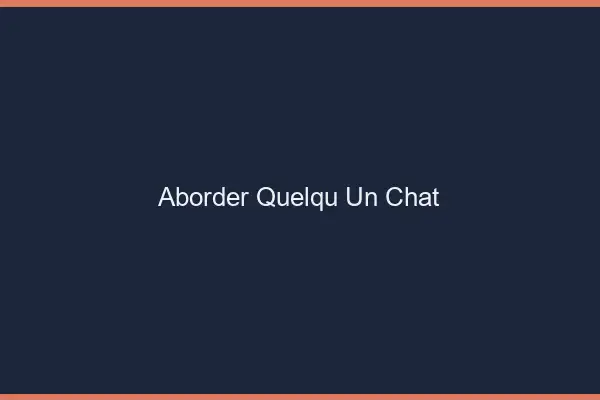 Aborder Quelqu'un Chat
